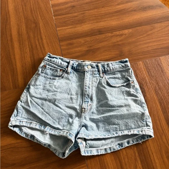 Abercrombie & Fitch Blue Mom Shorts High-Waisted Curve Love - Picture 1 of 4